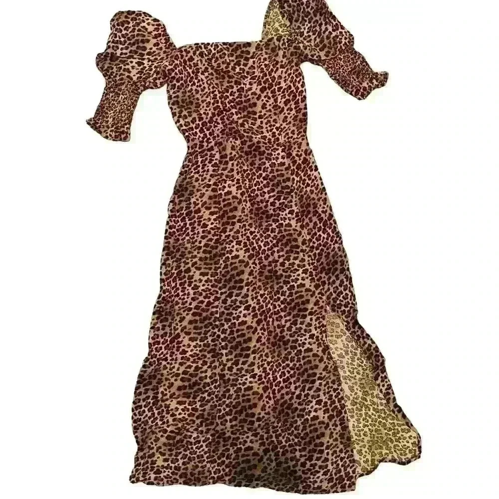 Maxine Leopard Front Slit Midi Dress from Francesca’s (blue rain) - Picture 2 of 3